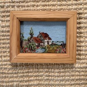 Framed Needlepoint Country House